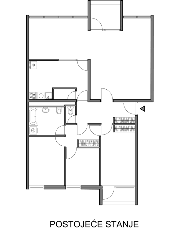Projekt podjele 4-sobnog stana u dva manja