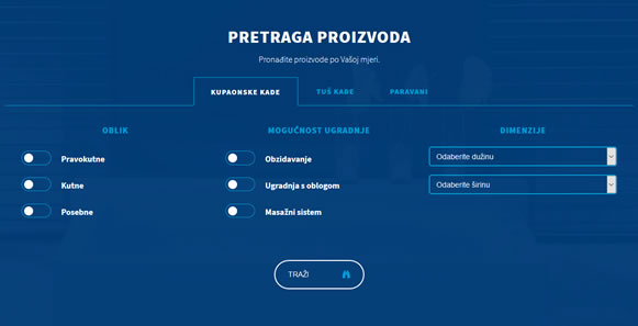 Pretraživač za kupaonske kade i tuš kade