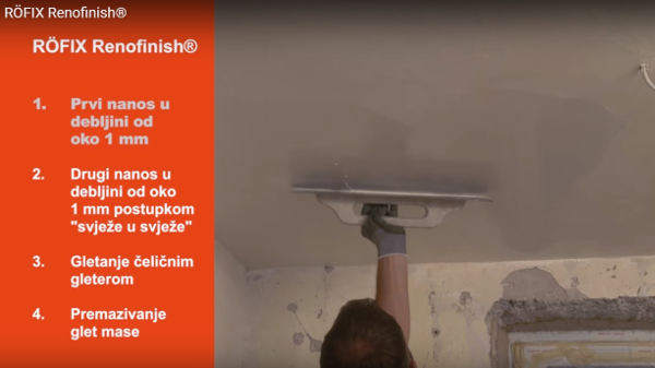 VIDEO: Nanošenje mineralne mase za renoviranje i gletanje RÖFIX Renofinish®