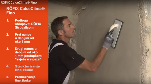 VIDEO: Renovacija unutarnjih zidova i stropova s vapnenom žbukom RÖFIX CalceClima® Fino
