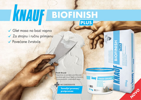 BIOFINISH PLUS - nova glet masa na bazi vapna za završno zaglađivanje