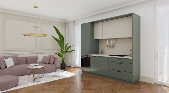 Dizajnerska blok kuhinja od samo 242 cm
