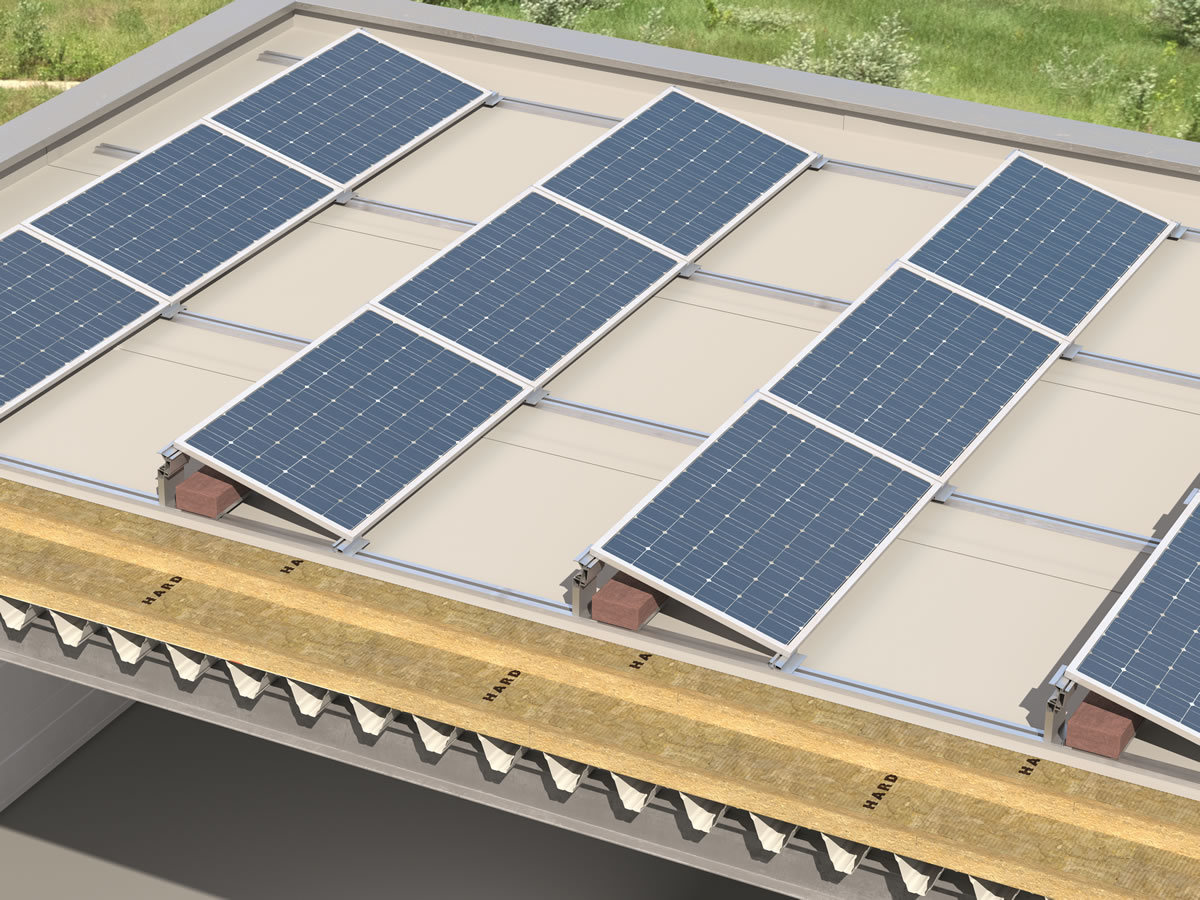 Projektirajte ravni krov s ROCKWOOL kamenom vunom za fotonaponske sustave