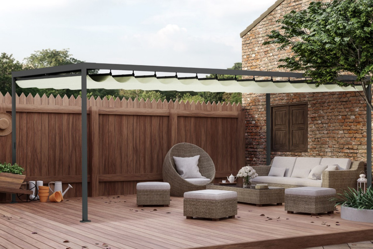 NUUN FABRIC pergola – elegantna zaštita od sunca s ručnim upravljanjem