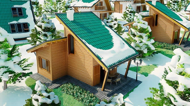 Montažna kuća s potkrovljem - vikendica