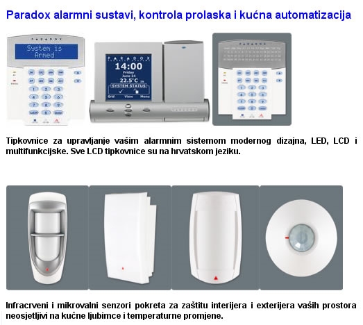 Alarmni sustavi, kontrola prolaska i kućna automatizacija PARADOX