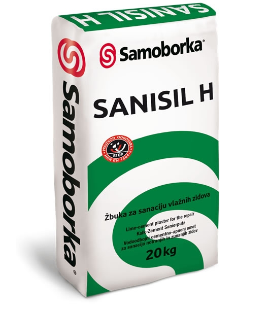 SANISIL H – vodoodbojna vapneno-cementna žbuka za sanaciju unutarnjih i vanjskih zidova s prisutnom kapilarnom vlagom