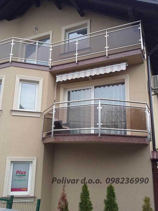 Inox balkonska ograda sa staklenom ispunom 2