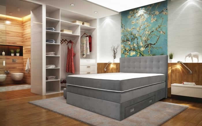 BOXSPRING krevet KING sa madracem i ladicama
