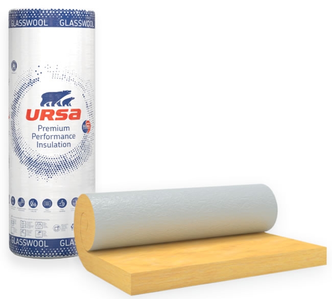 Staklena vuna URSA GLASSWOOL DF 40/Ab - toplinska i zvučna izolacija kosih krovova, potkrovlja, ventilacijskih kanala i cjevovoda
