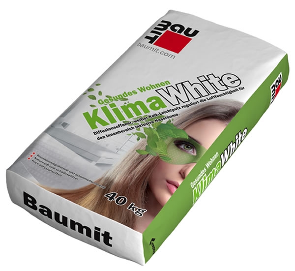 Vapnena unutarnja žbuka za reguliranje vlage Baumit KlimaWhite (zdravo stanovanje)