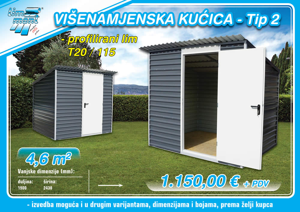 Višenamjenska kućica Tip 2 - profilirani lim T20/115