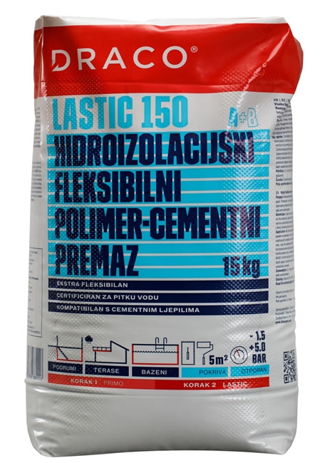 DRACO LASTIC 150 - hidroizolacijski visoko fleksibilni polimer-cementni premaz