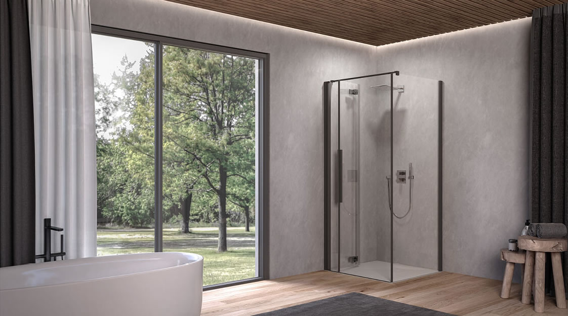 Tuš kabina POLARIS fold D + W Black