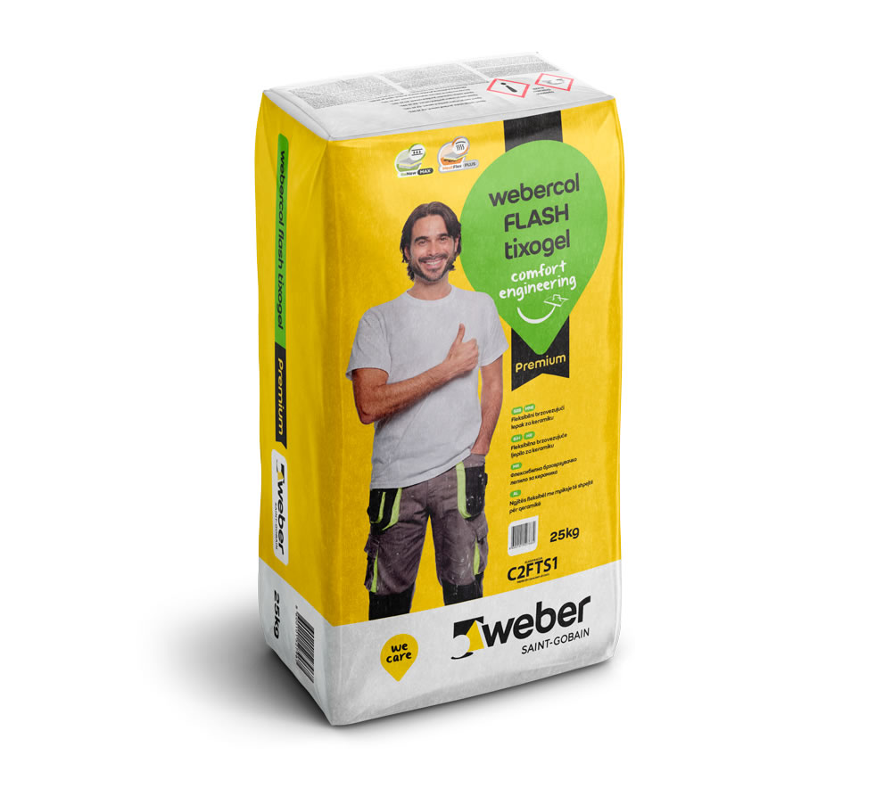 Webercol FLASH tixogel - Sivo brzovezujuće ljepilo za keramiku kremaste strukture