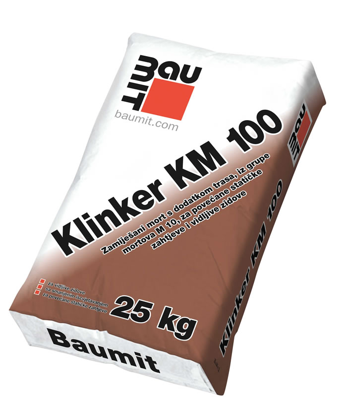 Mort za zidanje s dodatkom trasa Baumit Klinker KM 100