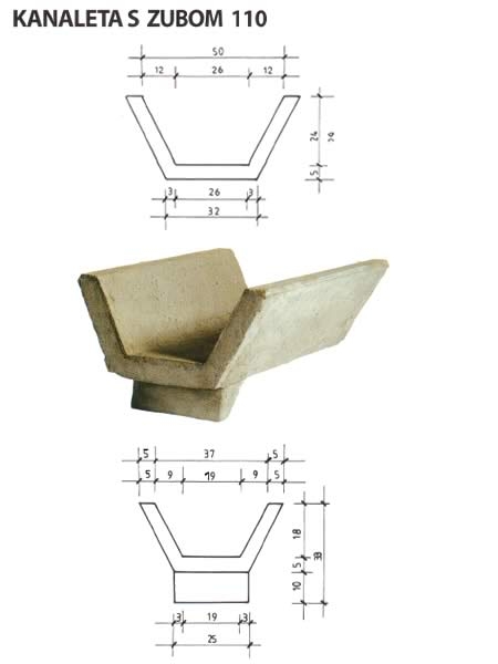 Betonska kanaleta sa zubom 110