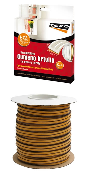 Gumena brtvila E-profil za prozore i vrata
