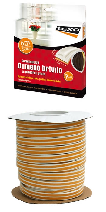 Gumena brtvila P-profil za prozore i vrata