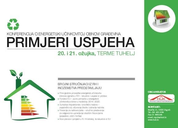 Održana konferencija o energetski učinkovitoj obnovi građevina – primjeri uspjeha, 20. i 21.3.2015. u Termama Tuhelj
