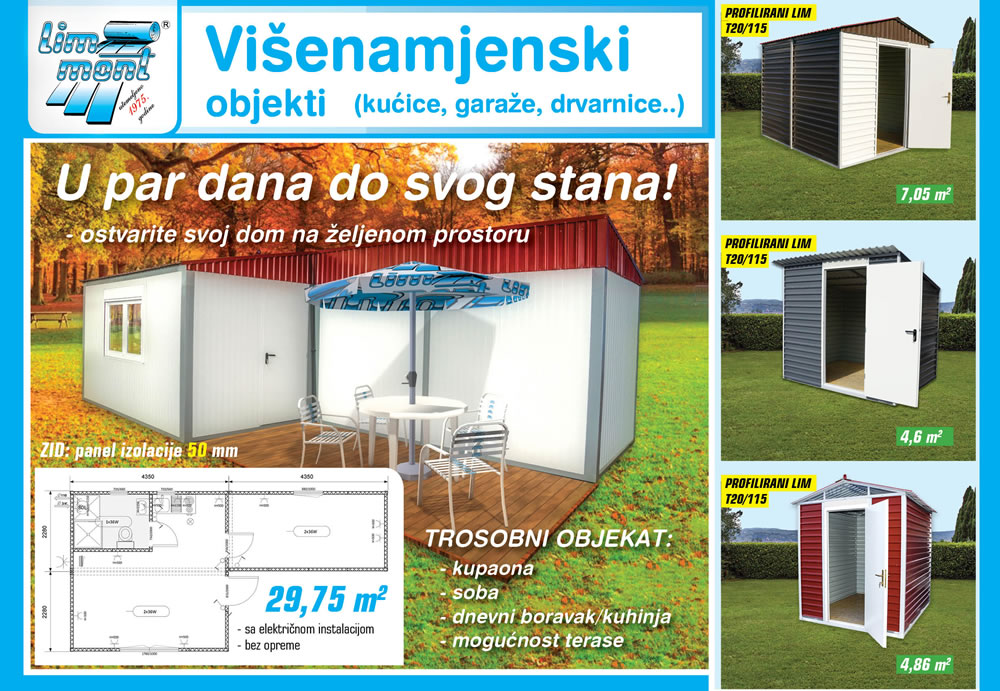 Višenamjenski objekti: kućice, garaže, drvarnice...