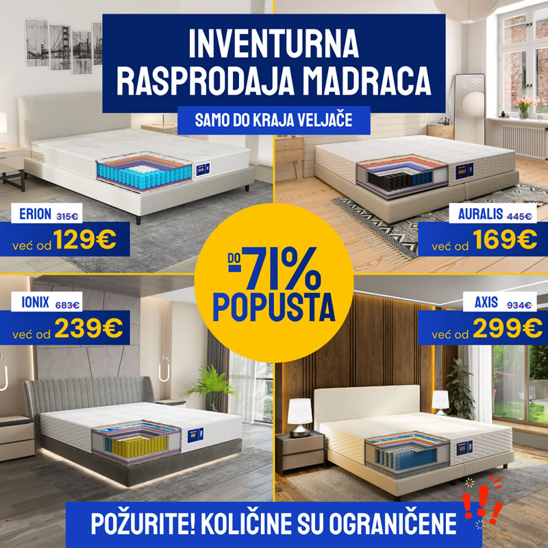 Inventurna rasprodaja madraca u Hrvatskoj: Ergorest snizio cijene do -71%