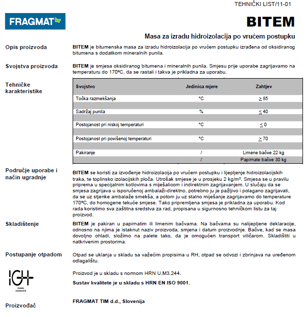 Tehnički list BITEM