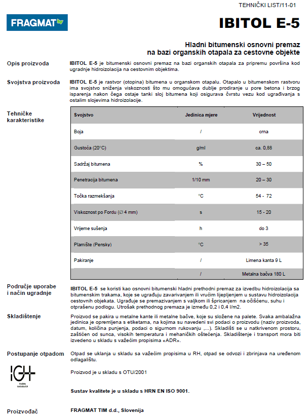 Tehnički list IBITOL E-5
