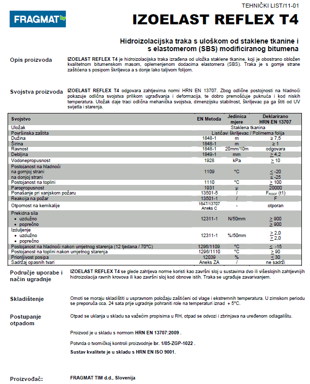Tehnički list IZOELAST REFLEX T4