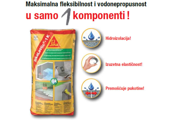 SikaLastic®-1K - 1 komponentni vlaknima ojačan mort za elastično hidroizoliranje betonskih konstrukcija