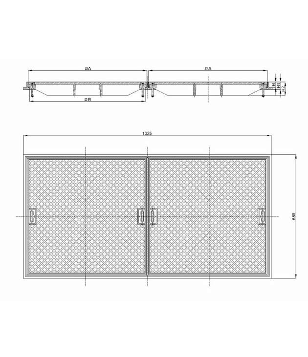 Dvostruki kvadratni kanalizacijski poklopci 1200x600 mm