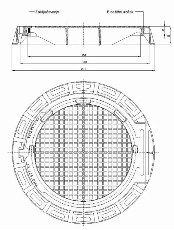Okrugli kanalizacijski poklopci Ø 600 mm, sa ili bez ventilacije sa zaključavanjem