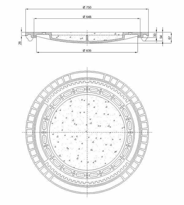 Okrugli kanalizacijski poklopci Ø 600 mm, s betonskom ispunom - art. 311
