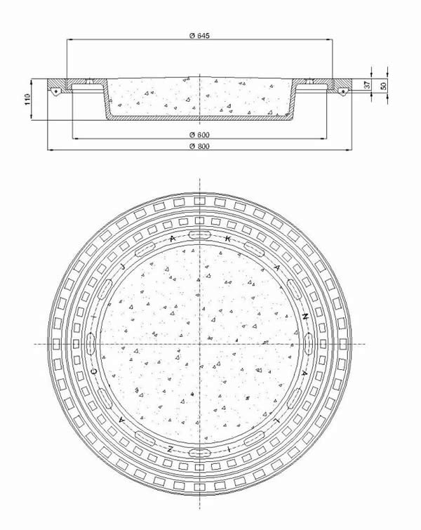 Okrugli kanalizacijski poklopci Ø 600 mm, s betonskom ispunom - art. 312
