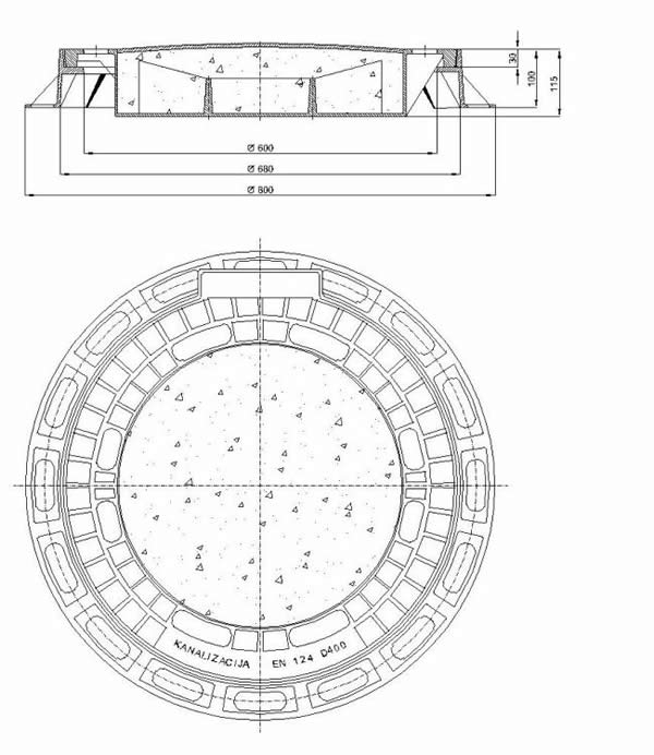 Okrugli kanalizacijski poklopci Ø 600 mm, s betonskom ispunom - art. 315