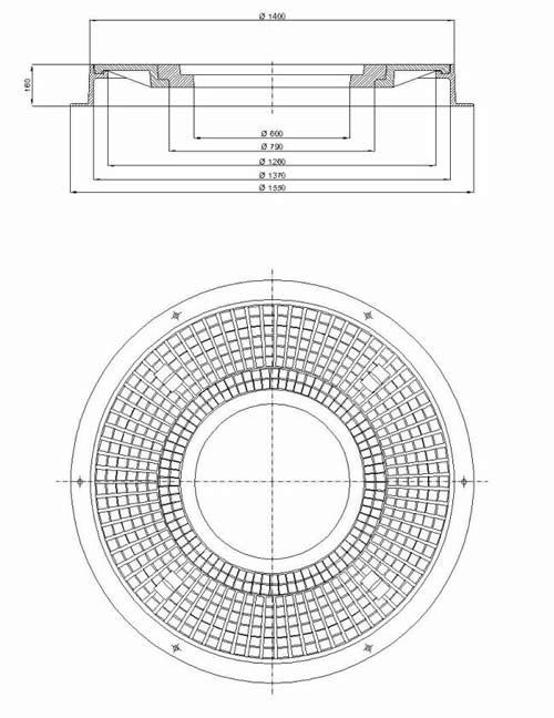 Okrugli kanalizacijski poklopci, specijalni, Ø 1260 mm